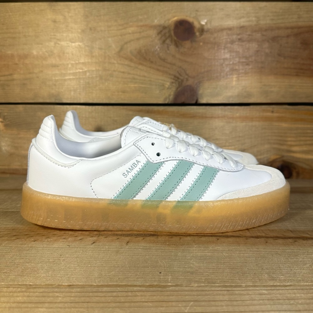adidas Samba White and Light Green Sneakers
